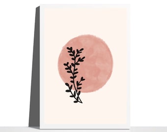 Impresión floral minimalista: Arte botánico bohemio beige (descarga digital)