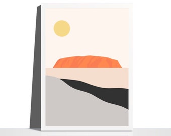 Impresión de Uluru, Australia: Paisaje abstracto minimalista (descarga digital)