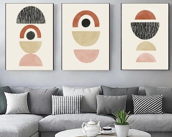 Conjunto de impresiones de formas abstractas bohemias: Galería de pared en tonos neutros terrosos (descarga digital)