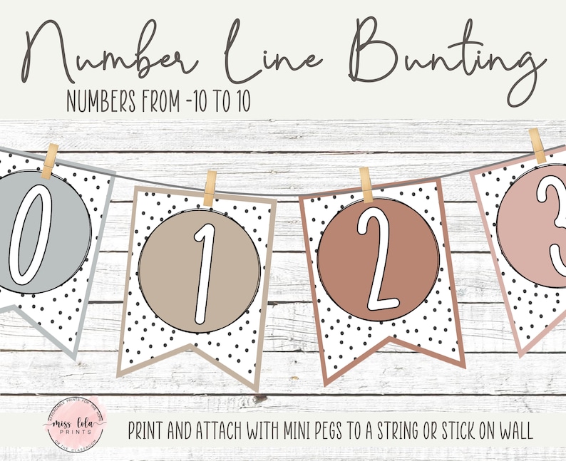 Maths Number Line Display Pack Bunting Numberline Boho Etsy