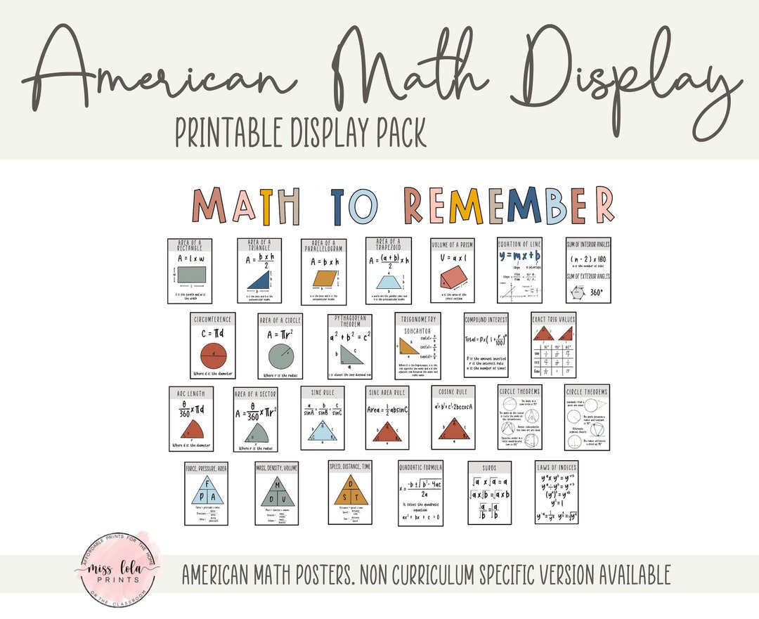 American Math Classroom Display Pack Math to Remember, Revision Exam