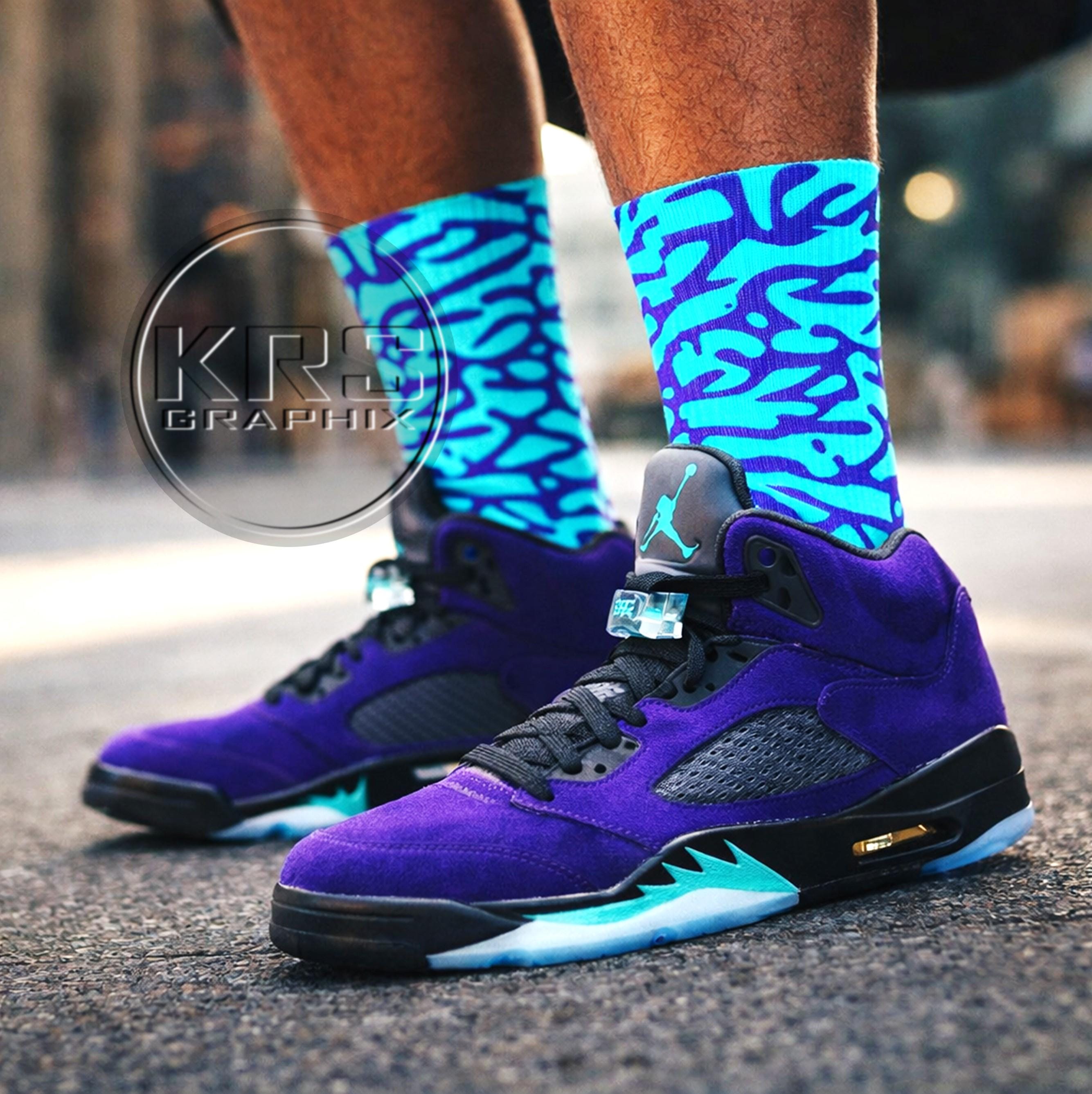 grape jordan 5 on feet
