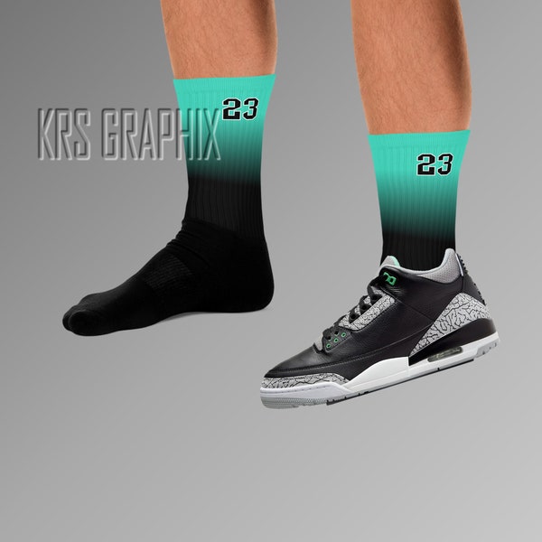 Socks To Match Jordan 3 Green Glow - Gradient 23