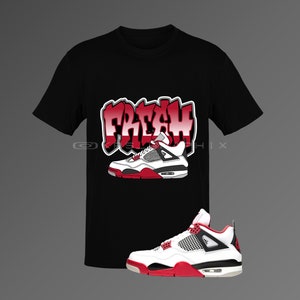 Fire Red 4 Hoodie 4s Drippin Match Retro 4 Fire Red OG White Hooded Shirt Etsy