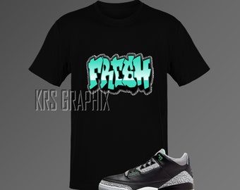 Camiseta a juego con Jordan 3 Green Glow: estilo graffiti fresco