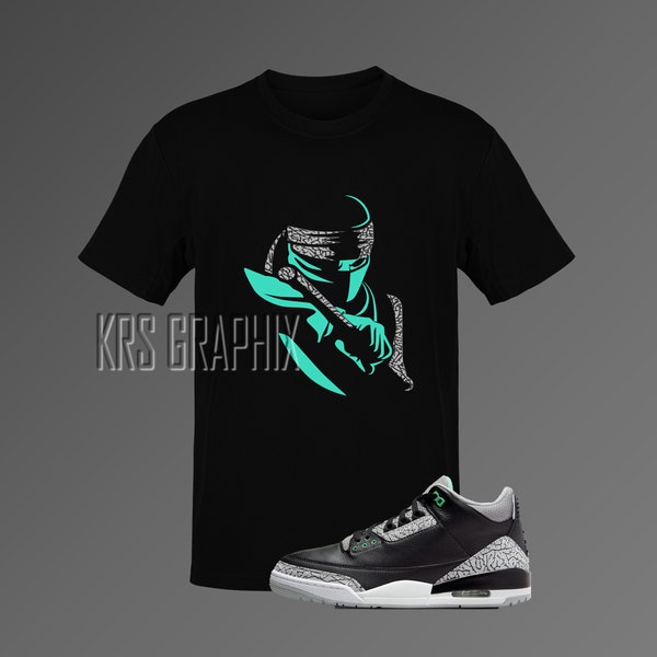 T-Shirt To Match Jordan 3 Green Glow - Ninja Warrior