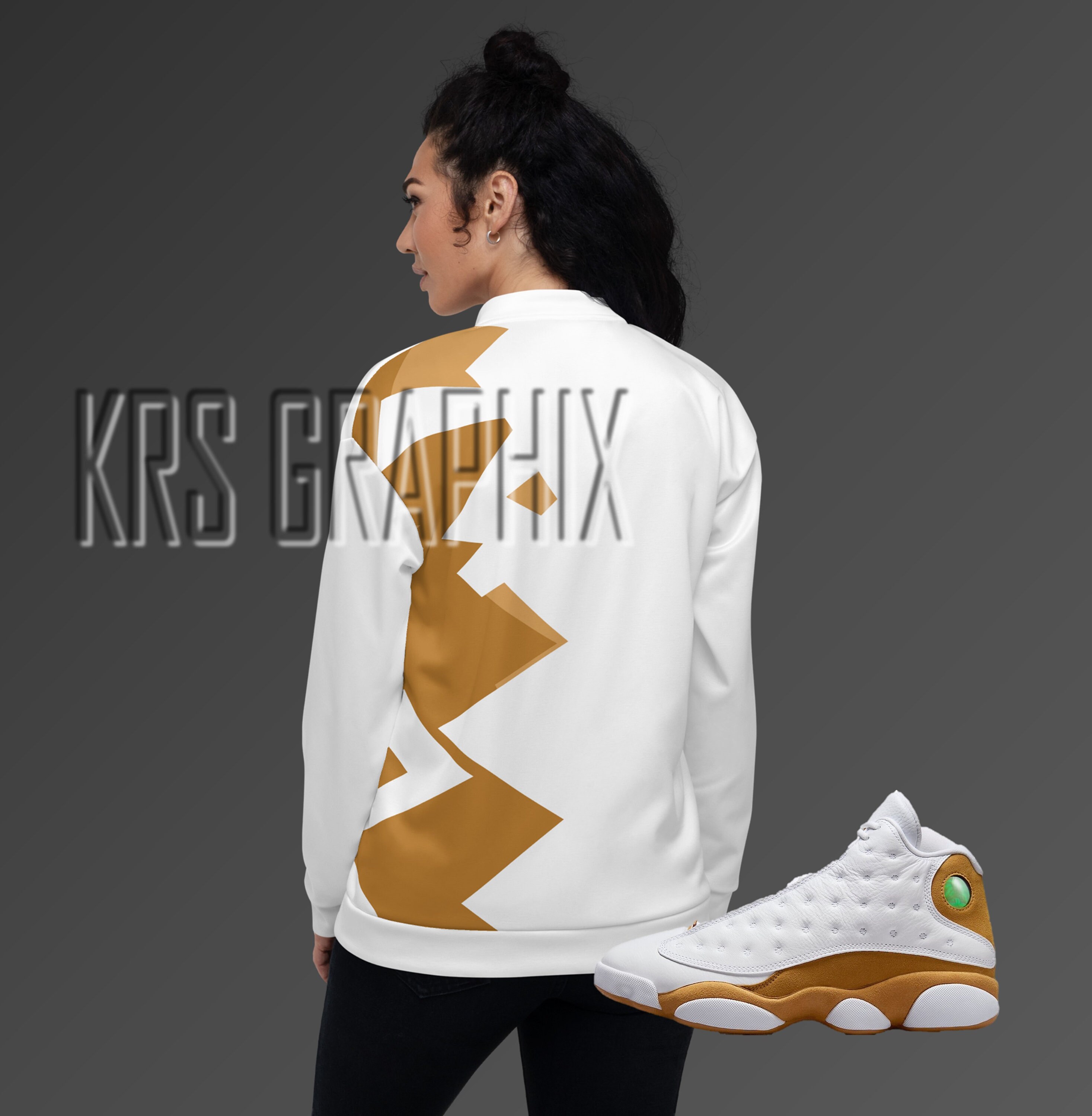 white and gold jordan sweater