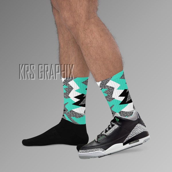 Socks To Match Jordan 3 Green Glow - Jagged