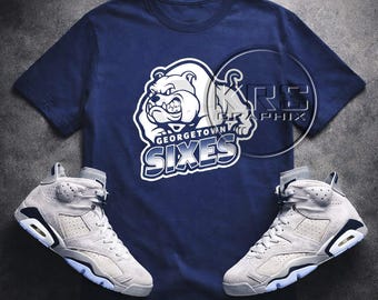 Maglietta abbinata alle Jordan 6 Georgetown - Maglietta retrò Georgetown 6 - Maglietta retrò Georgetown 6 - Soprannome regalo per sneaker abbinate