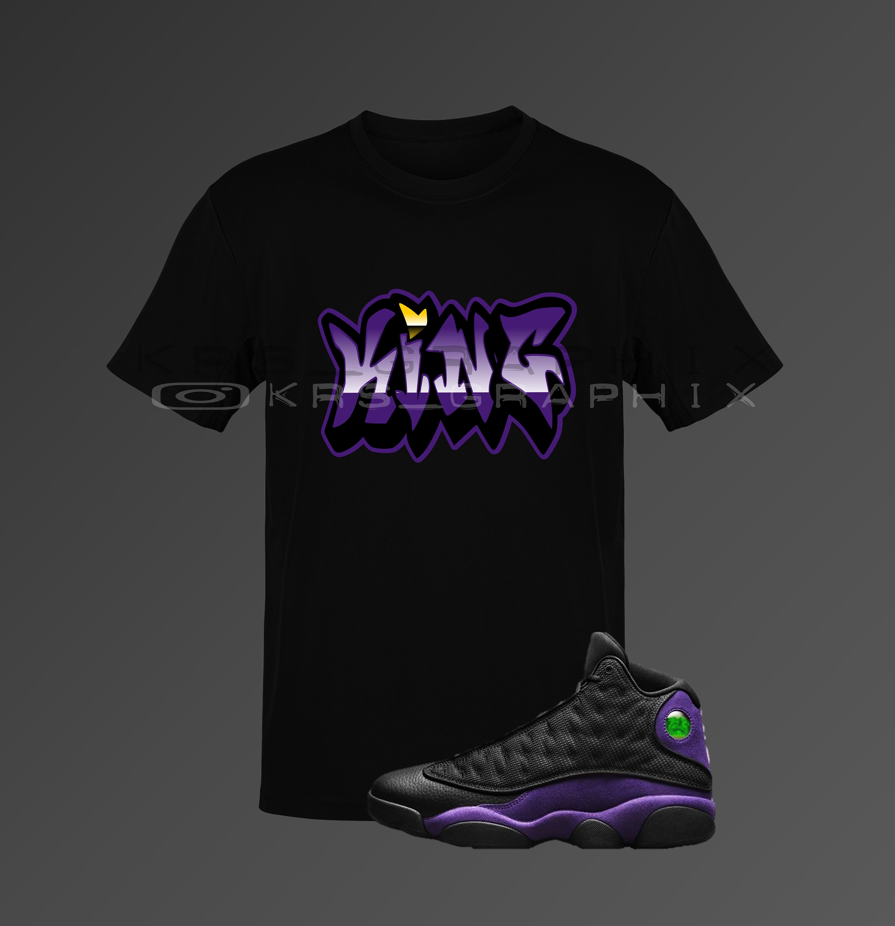 Jordan 13 kids sneaker lakers collection matches shirts designed for kids  to match the Jordan 13 lakers sneakers