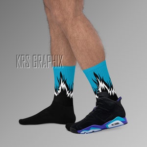 Socks To Match Jordan 6 Aqua - Flames