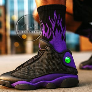 purple jordan 13 lakers