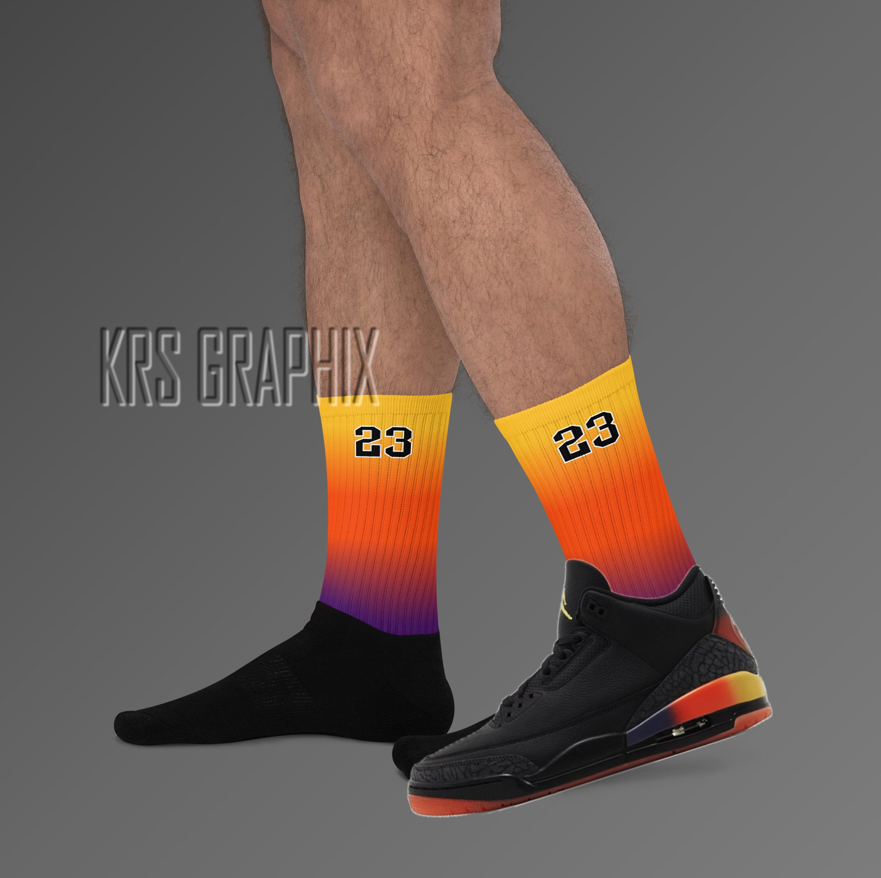Socks to Match Jordan 3 Balvin Rio - Sunset - Etsy