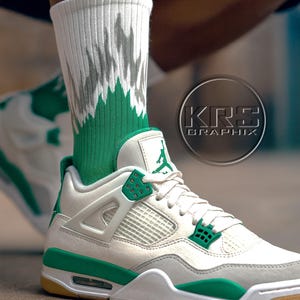 Pine Green Sb Socks | Pine Green Sb 4 Socks | Pine Green Sb 4S Socks | Socks To Match Jordan 4 | Flames