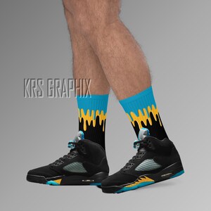 Aqua Socks | Aqua 5 Socks | Aqua 5s Socks | Jordan 5 Socks Match Drip