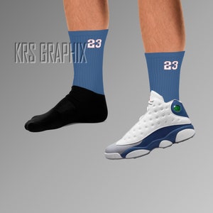 French Blue Socks | French Blue 13 Socks | French Blue 13S Socks | Socks To Match Jordan 13 | 23&#39;S