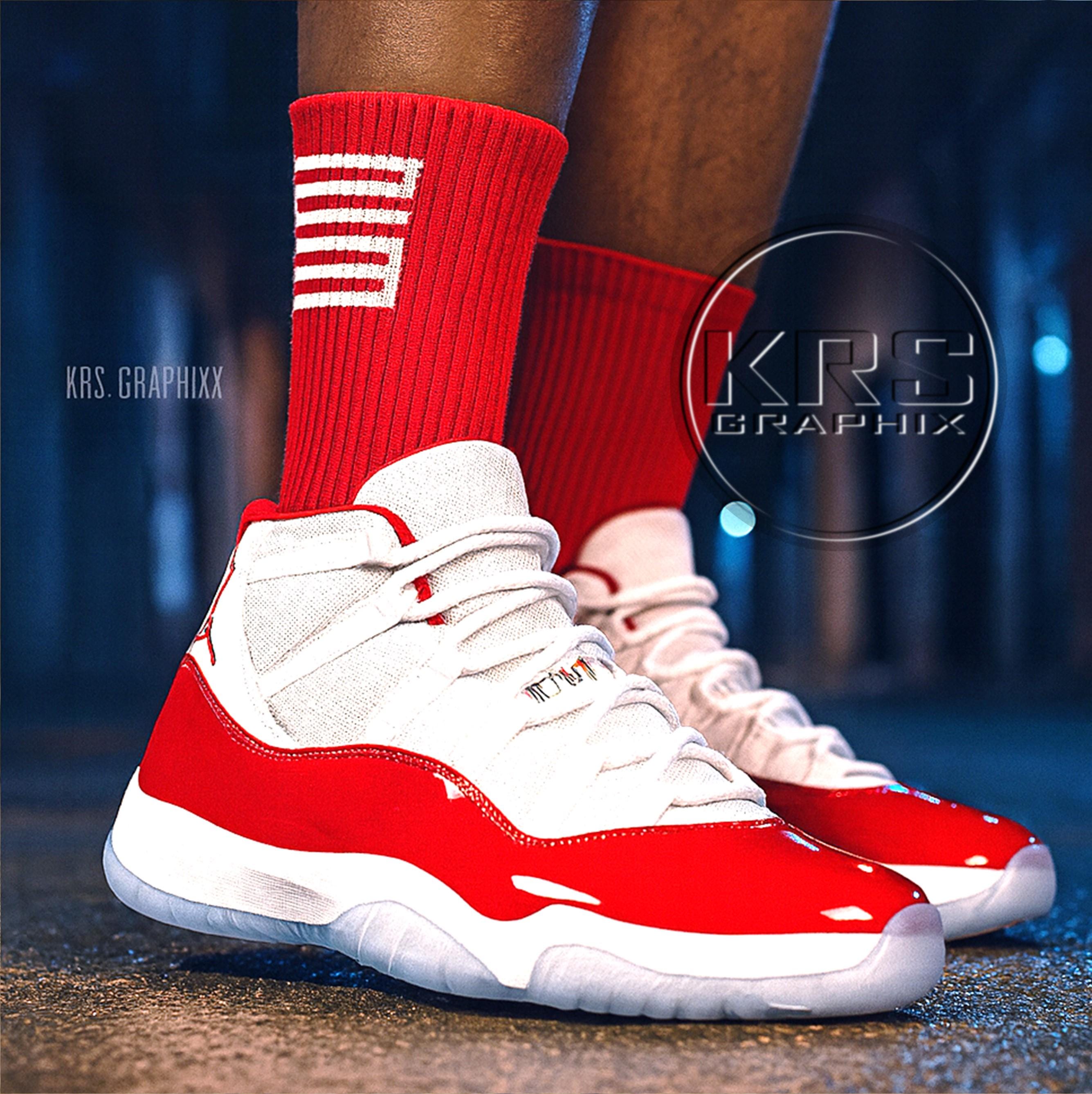 cherry 11s on feet
