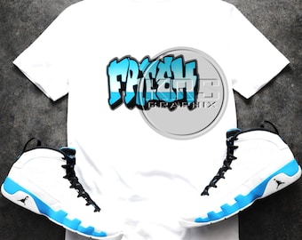 T-shirt to Match Jordan 9 Powder Blue - Fresh Graffiti Style - Etsy