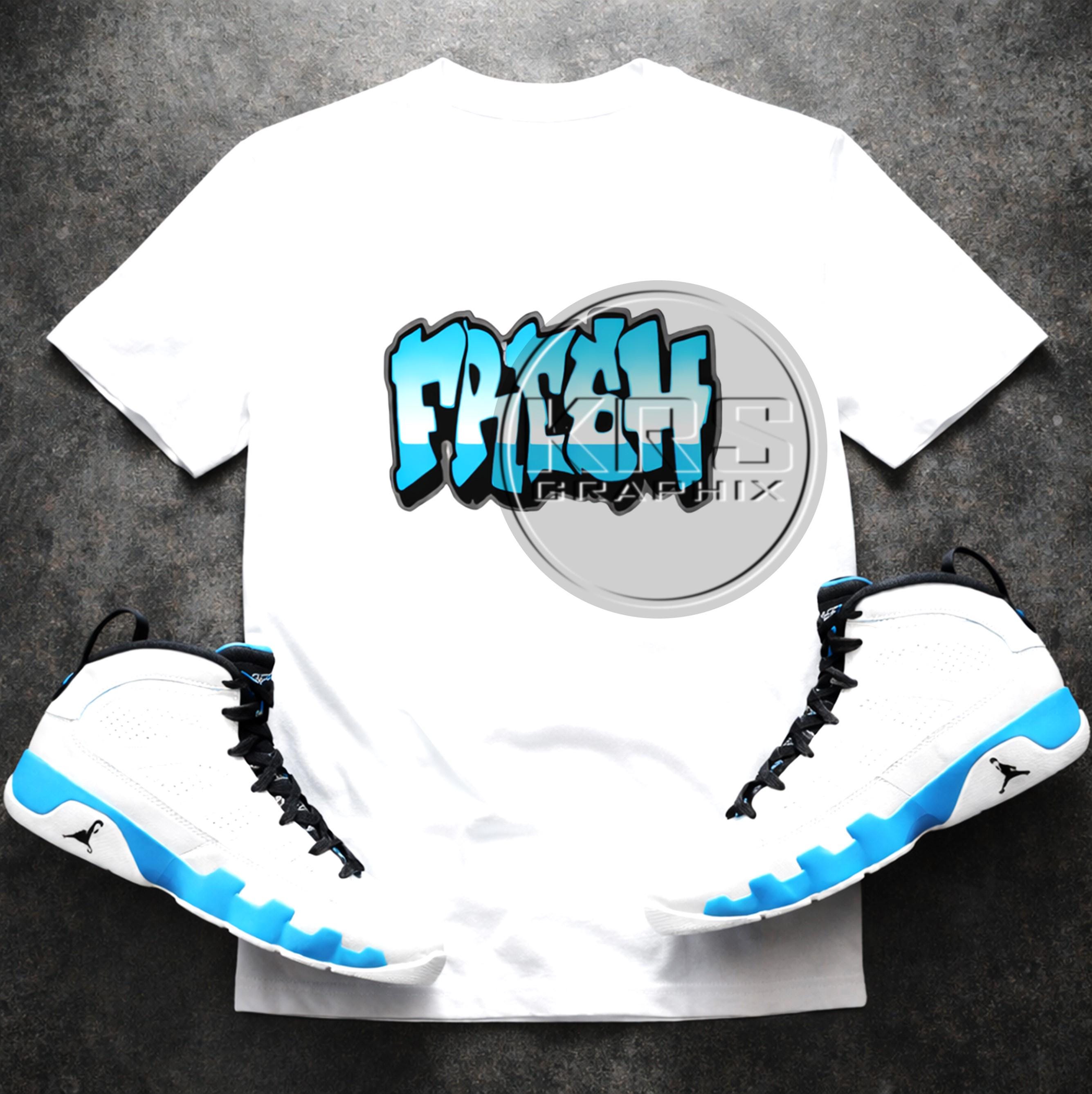 T-shirt to Match Jordan 9 Powder Blue - Fresh Graffiti Style - Etsy