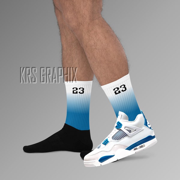 Socks To Match Jordan 4 Military Blue - Gradient
