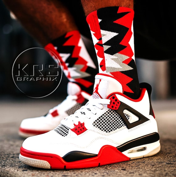 fire red 4s on foot