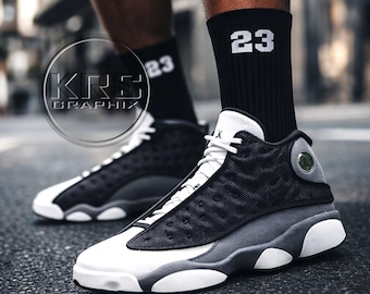 Chaussettes noires Flint | Chaussettes noires Flint 13 | Chaussettes noires Flint 13S | Chaussettes assorties à la Jordan 13 | 23 ans