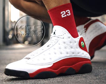 SocksCherry 13 Sneaker Match Socks – True Red 23 Crew Socks – Chicago Style Sneakerhead Socks