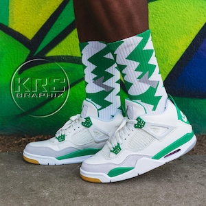 Pine Green Sb Socks | Pine Green Sb 4 Socks | Pine Green Sb 4S Socks | Socks To Match Jordan 4 | Jagged