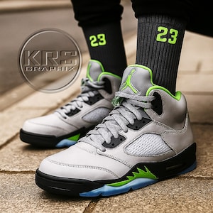 Green Bean Socks | Green Bean 5 Socks | Green Bean 5s Socks | Jordan 5 Socks Gift 23