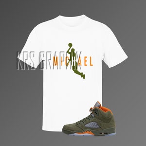 T-Shirt To Match Jordan 5 Grün Olive - Air Michael