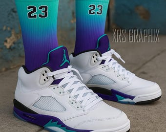 Jordan 5 Retro Grape Socks - Matching Alternate Grape 5s Retro Socks - Alternate Grape 5s Retro Socks - Running Socks Gift 23