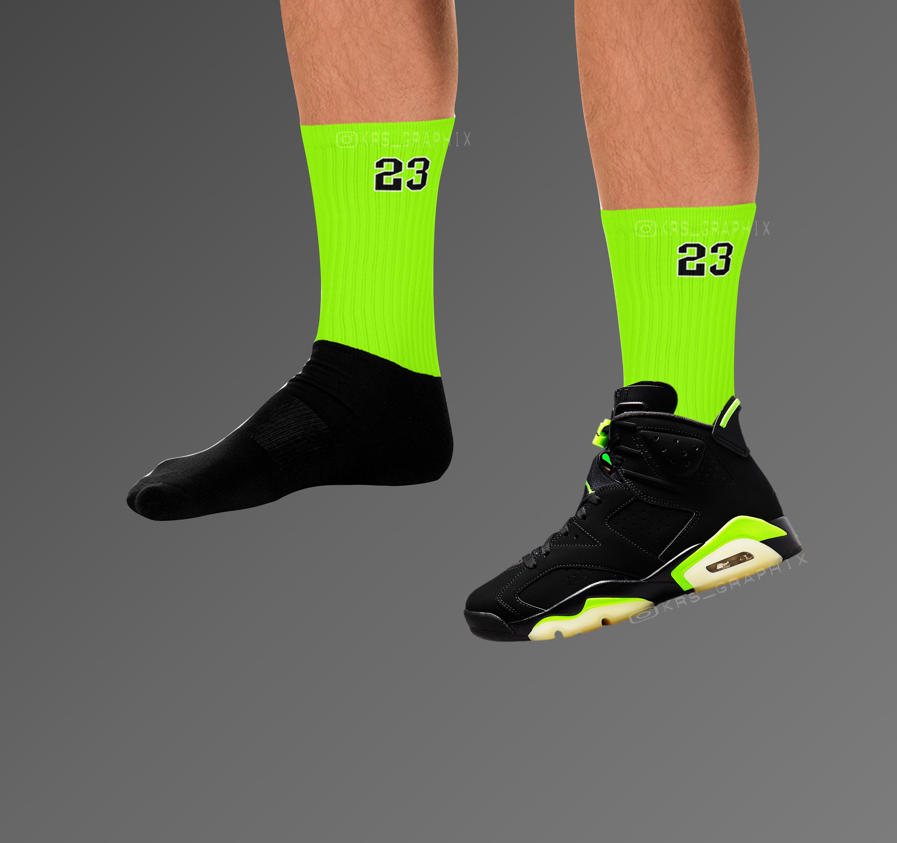 Socks Match Jordan 6 Electric Green 