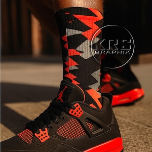 Socks Match Jordan 4 Red Thunder - Red Thunder 4s Socks