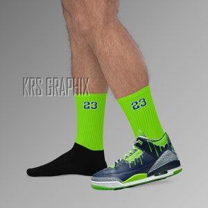 Socks To Match Jordan 3 Doernbecher Hugo - Green 23&#39;S