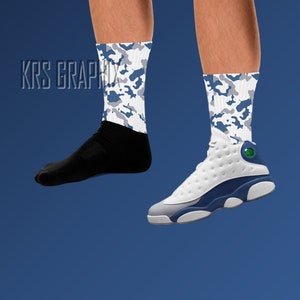 French Blue Socks | French Blue 13 Socks | French Blue 13S Socks | Socks To Match Jordan 13 | Camouflage