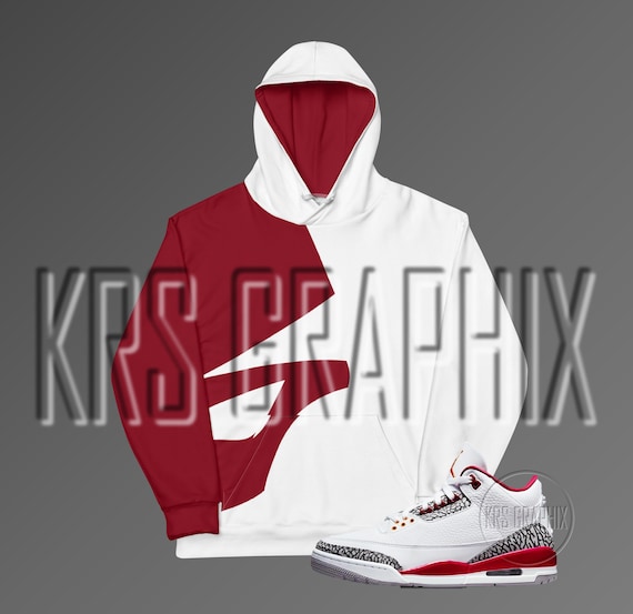 Jordan 3 Retro Cardinal Red Hoodie Cardinal Red 3s Retro - Etsy