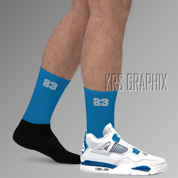 Socks To Match Jordan 4 Military Blue - Blue 23