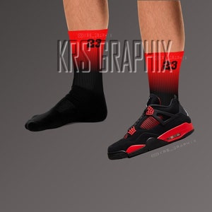 Socks Match Jordan 4 Red Thunder - Red Thunder 4s Socks 23