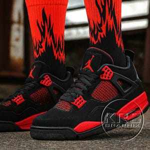 Red Thunder 4 All Over Print Socks ii Jordan