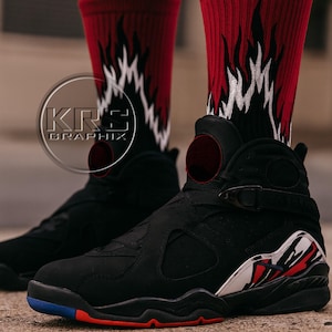 Socks To Match Jordan 8 Playoffs - Flames