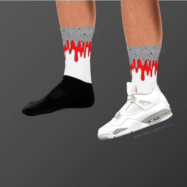 Chaussettes Match Jordan 4 White Oreo - Chaussettes Oreo 4s Blanches