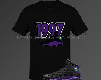 Retro 13 purple and white shirt Clearance