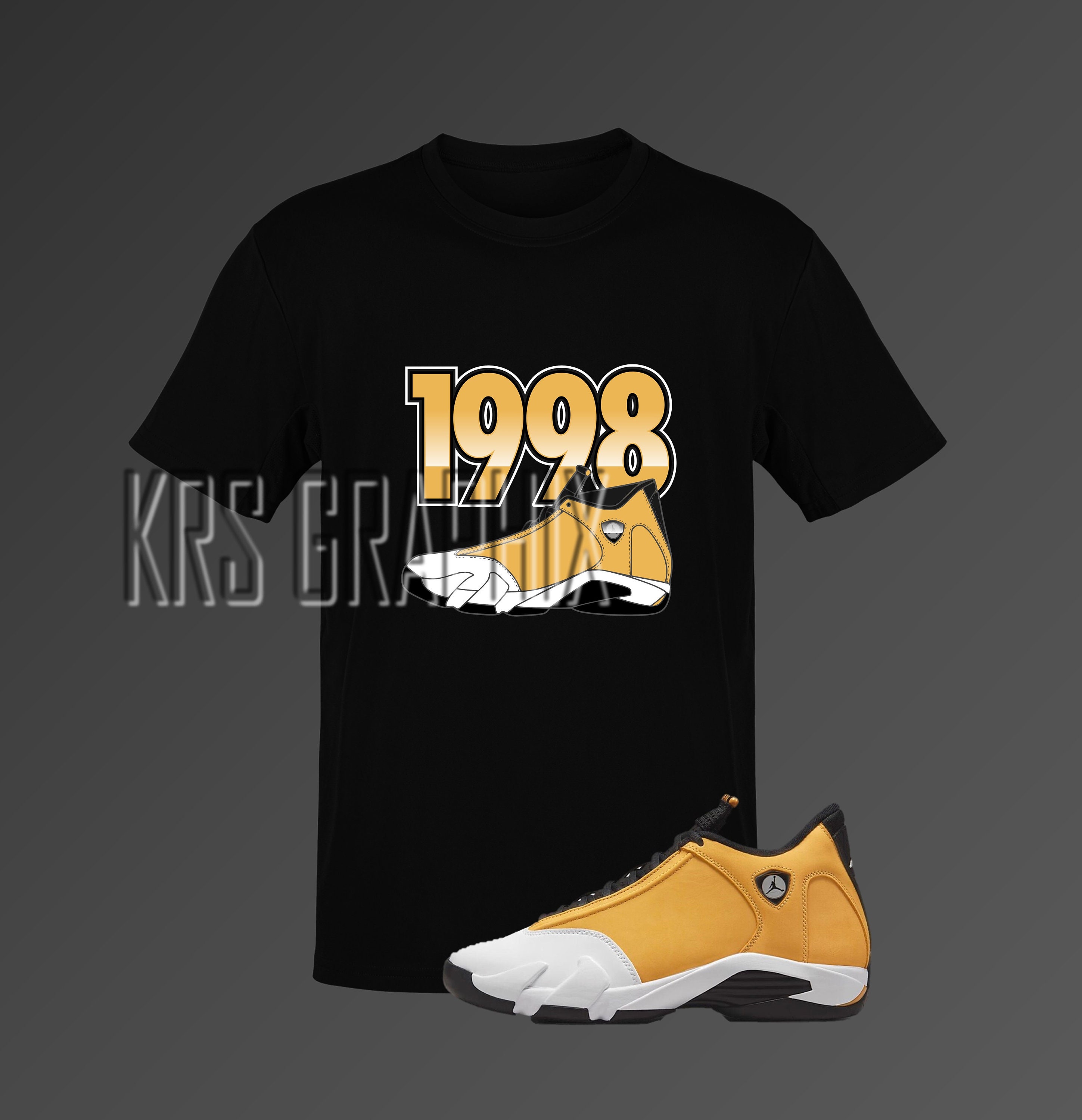 jordan 14 black and yellow shirts