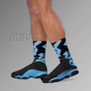 University Blue Socks | University Blue 13 Socks | University Blue 13s Socks | Jordan 13 Socks Match Jagged