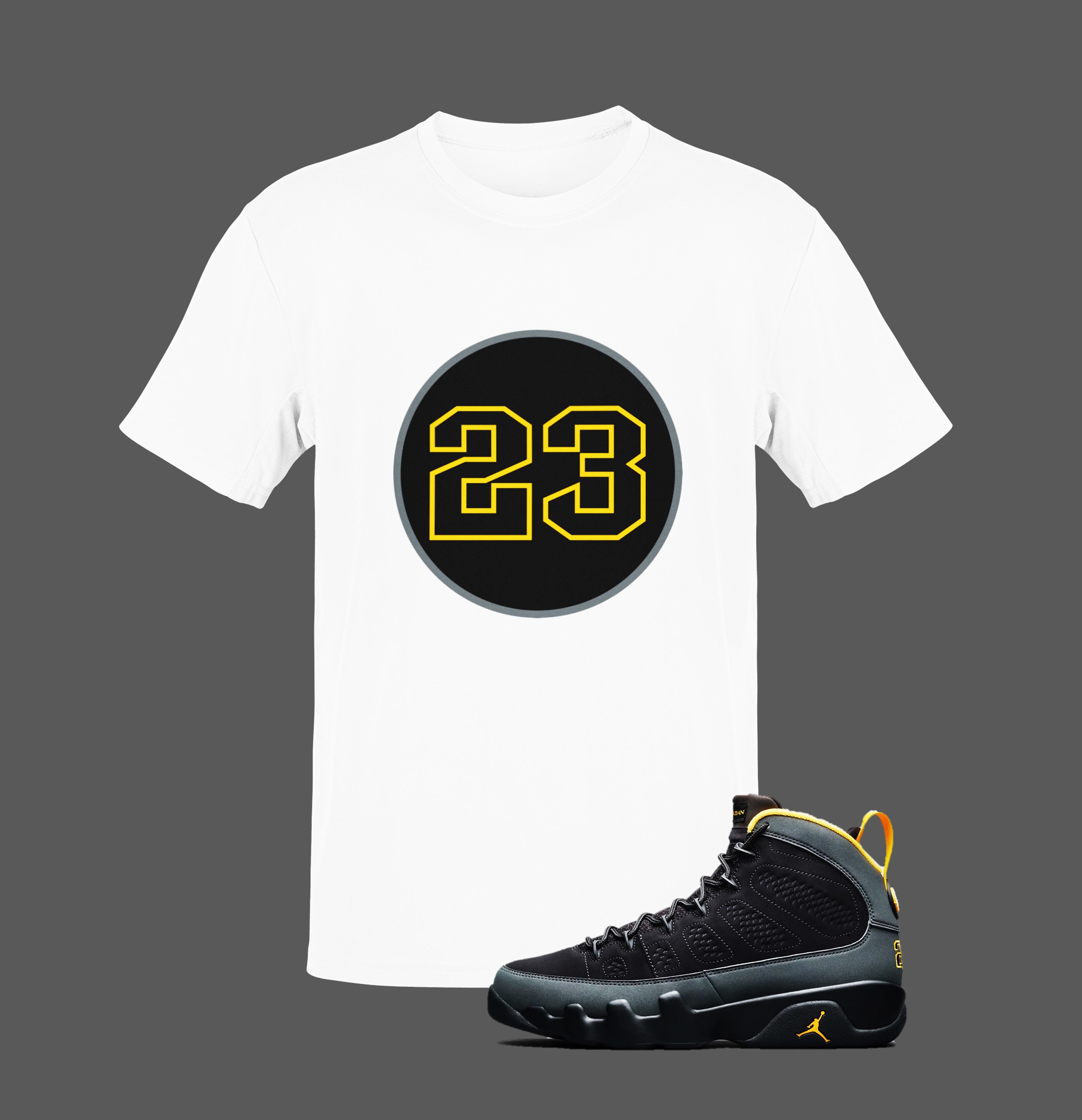 dark charcoal university gold shirt