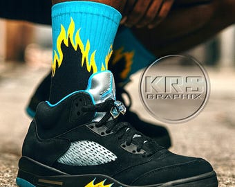 Calcetines Aqua / Calcetines Aqua 5 / Calcetines Aqua 5s / Calcetines Jordan 5 Match Flames