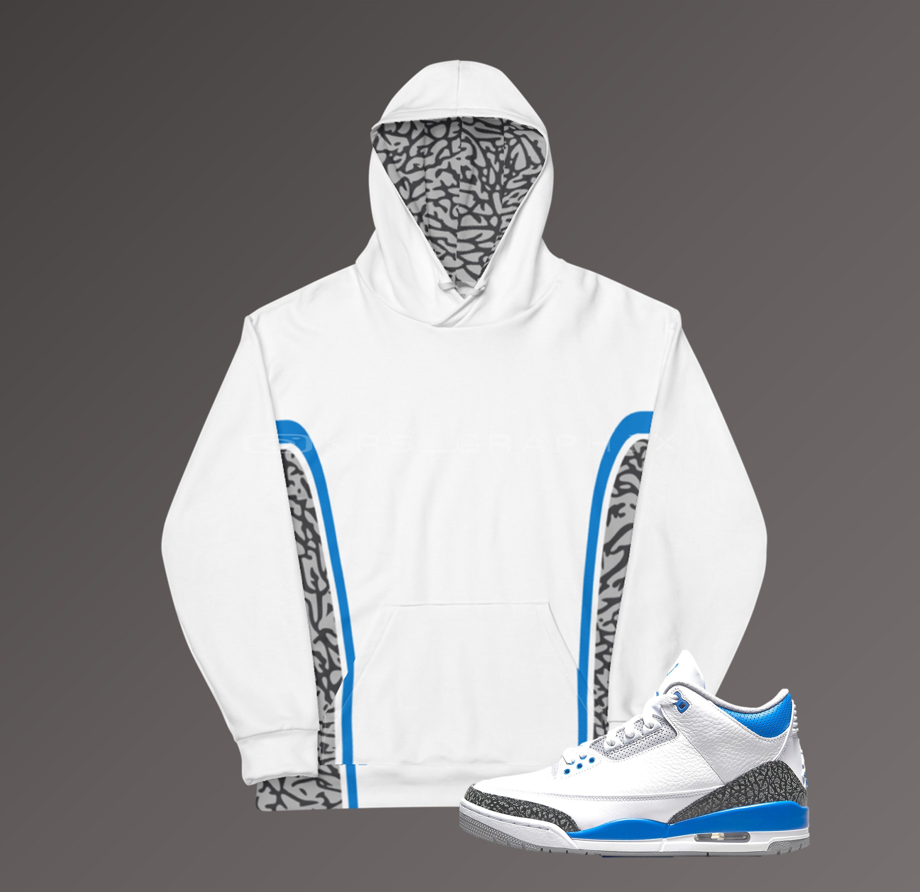 Hoodie Match Jordan 3 Racer Blue Racer Blue 3s Hoodie Etsy