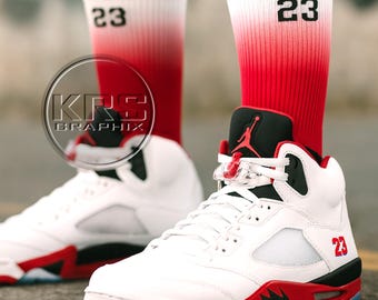 Calcetines Red Gradient 23 / Calcetines deportivos Sneakerhead para Jordan Match Jordan 5 Fire Red