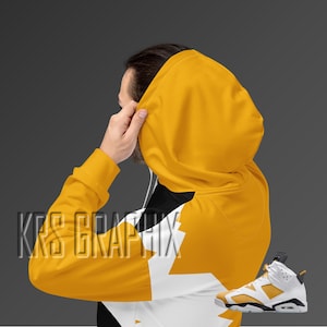 Full Print Hoodie To Match Jordan 6 Yellow Ochre - Partial Jagged