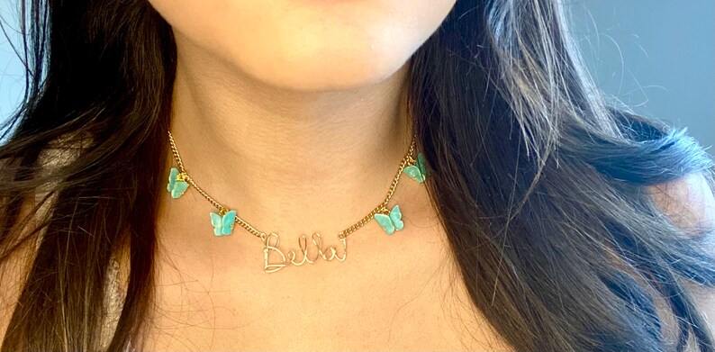 Personalized Name Necklace with Butterfly Charms
